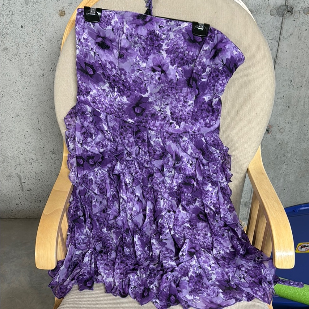 White House Black Market Purple Midi Bubble Dress